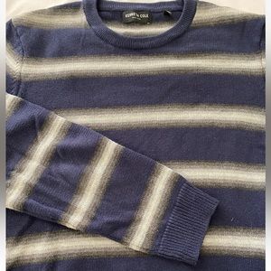 Kenneth Cole New York Men's Sweater Ombre Stripe Blue Gray Size L Cozy Classic‎